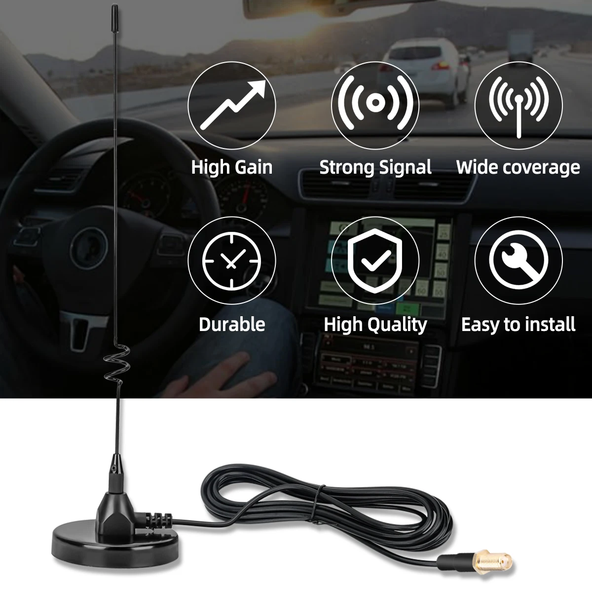 ABBREE AD-109 antena de Radio móvil magnética VHF UHF SMA-hembra para BAOFENG UV-5RH UV-32 BF-888S Quansheng K6 Walkie Talkie PL259 - imagen 2