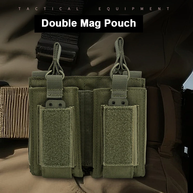 Bolsa doble con tapa abierta, bolsas para revistas de 9mm,5.56.762, mochila Mag Molle, equipo de caza, 2 capas