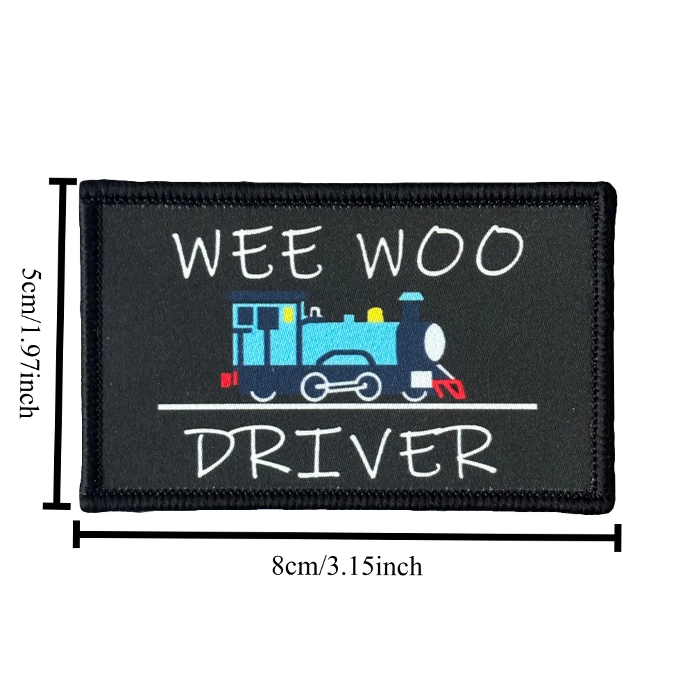 Parche táctico de moral de ingeniero de tren Wee Woo, parche divertido de gancho y bucle, insignia militar, brazalete, pegatinas para mochila - imagen 2