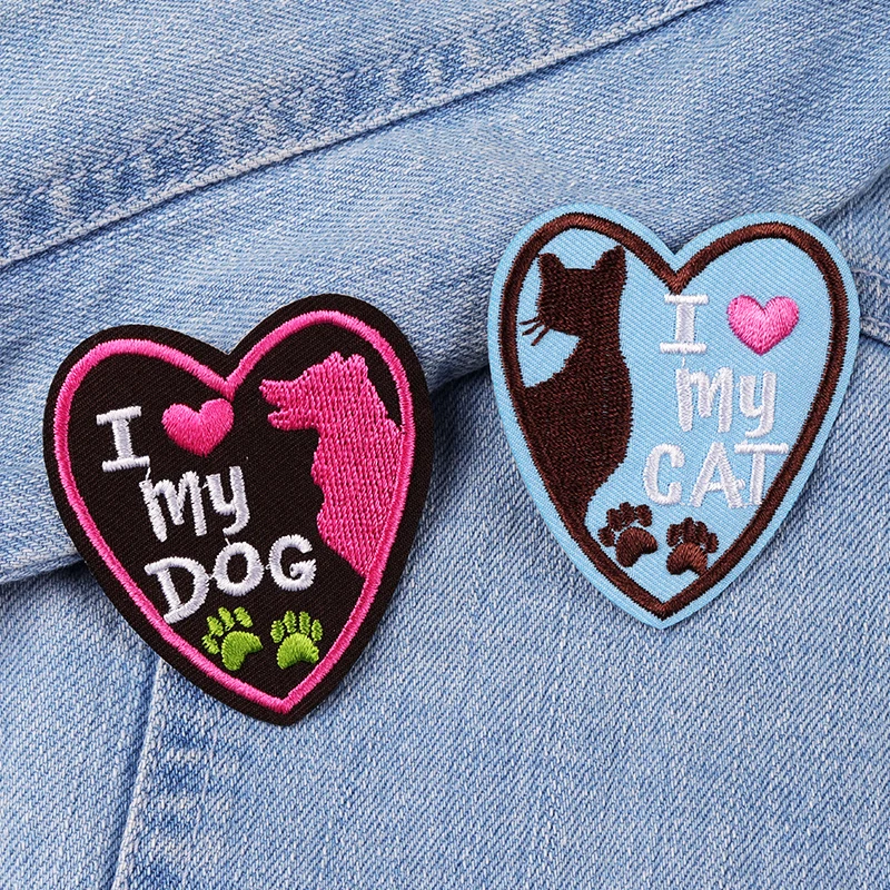 Parche I Love My Cat, parche bordado de dibujos animados/animales/dinosaurio, parches termoadhesivos para planchar para ropa, bricolaje - imagen 5
