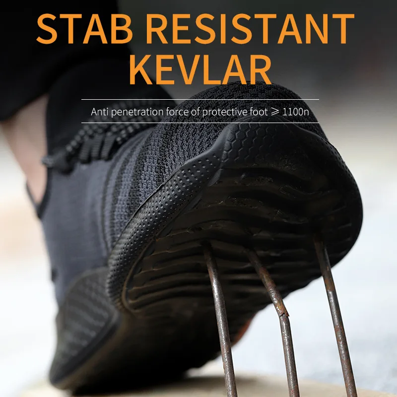 Botas de protección con punta de acero para hombre, zapatos de seguridad a prueba de golpes y perforaciones, zapatos de trabajo transpirables de malla de aire, talla 35-50 - imagen 5