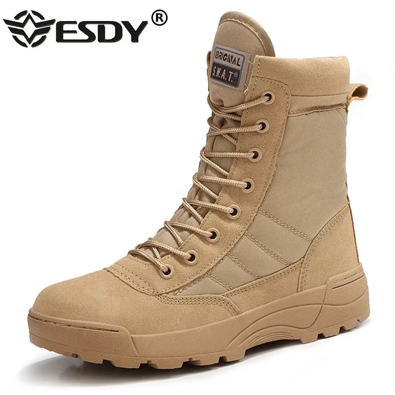 Botas de combate para hombre, botines tácticos de talla grande 36-46, zapatos masculinos, zapatos de seguridad para el trabajo, botas de moto para hombre - imagen 4