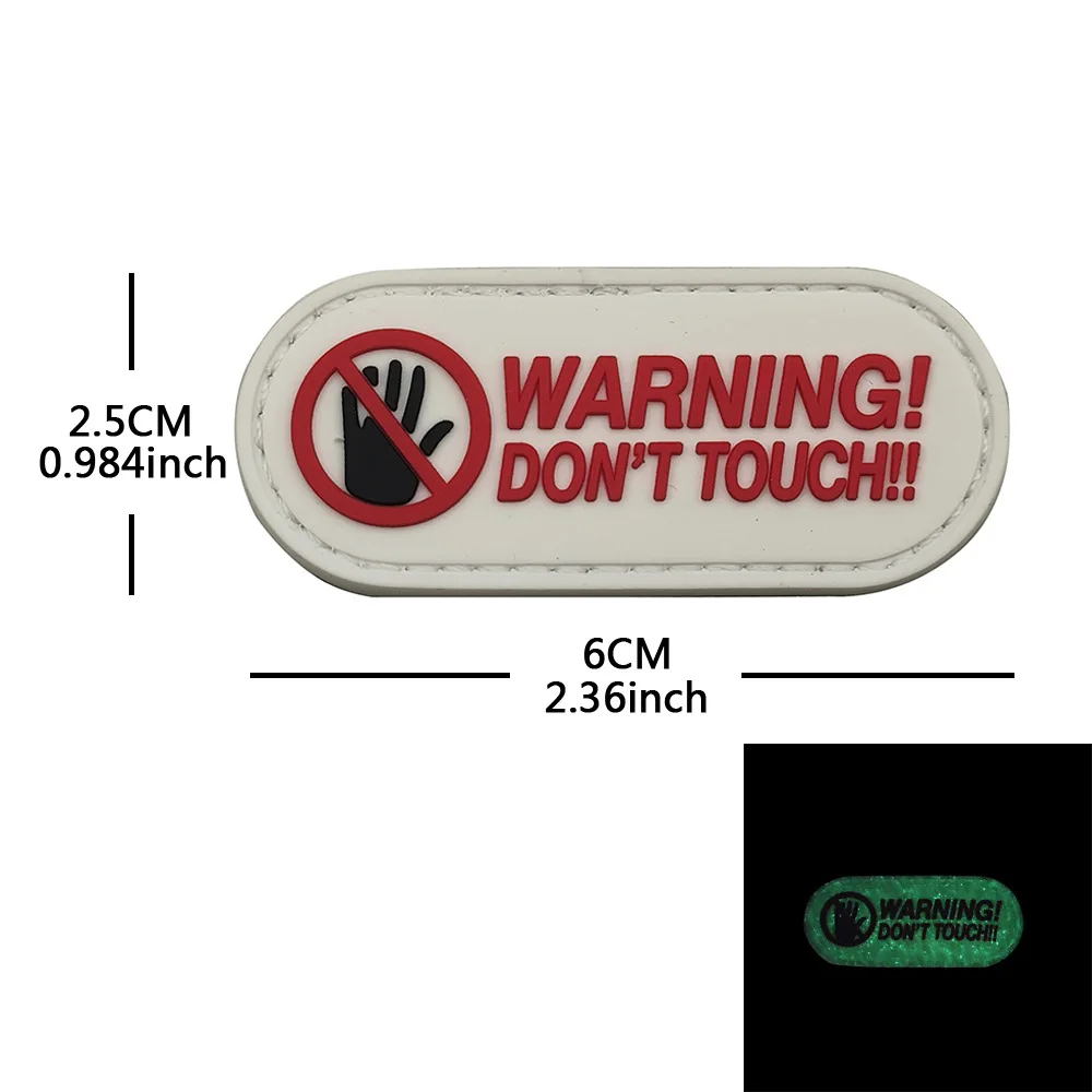 Advertencia no tocar parche táctico de PVC insignia brazalete parches de gancho y bucle mochila accesorios pegatinas para ropa - imagen 2