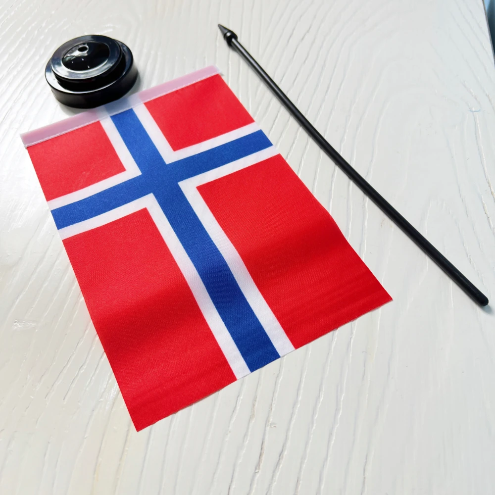 Bandera de escritorio de oficina de 14x21cm, bandera de Noruega, Noreg Norge, no noruega, pancarta colgante estándar de poliéster noruega - imagen 4