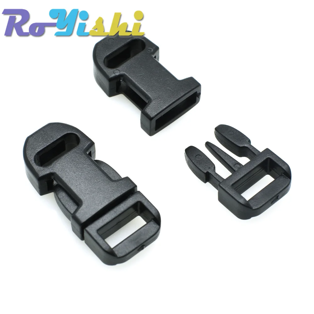 Hebilla de Liberación lateral de 3/8 pulgadas, pulsera de plástico Paracord, cordón Lariat, cámara, cuello, piezas de correa de teléfono, 10 unids/lote por paquete - imagen 4