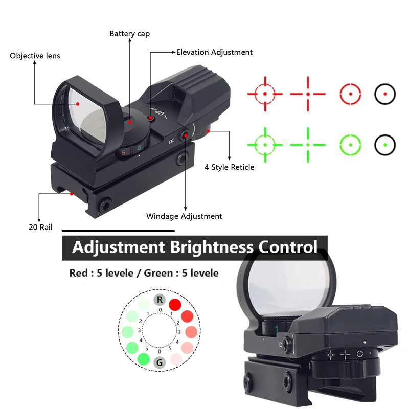 Trijicon RMR 45 grados de desplazamiento Picatinny 20mm montaje de riel RMR táctico Red Dot Visión Reflex Alcance ajustable apuntando riflescopio óptico de perfil bajo ajuste 20mm de riel pistola Airsoft Glock17 Glock1 - imagen 4