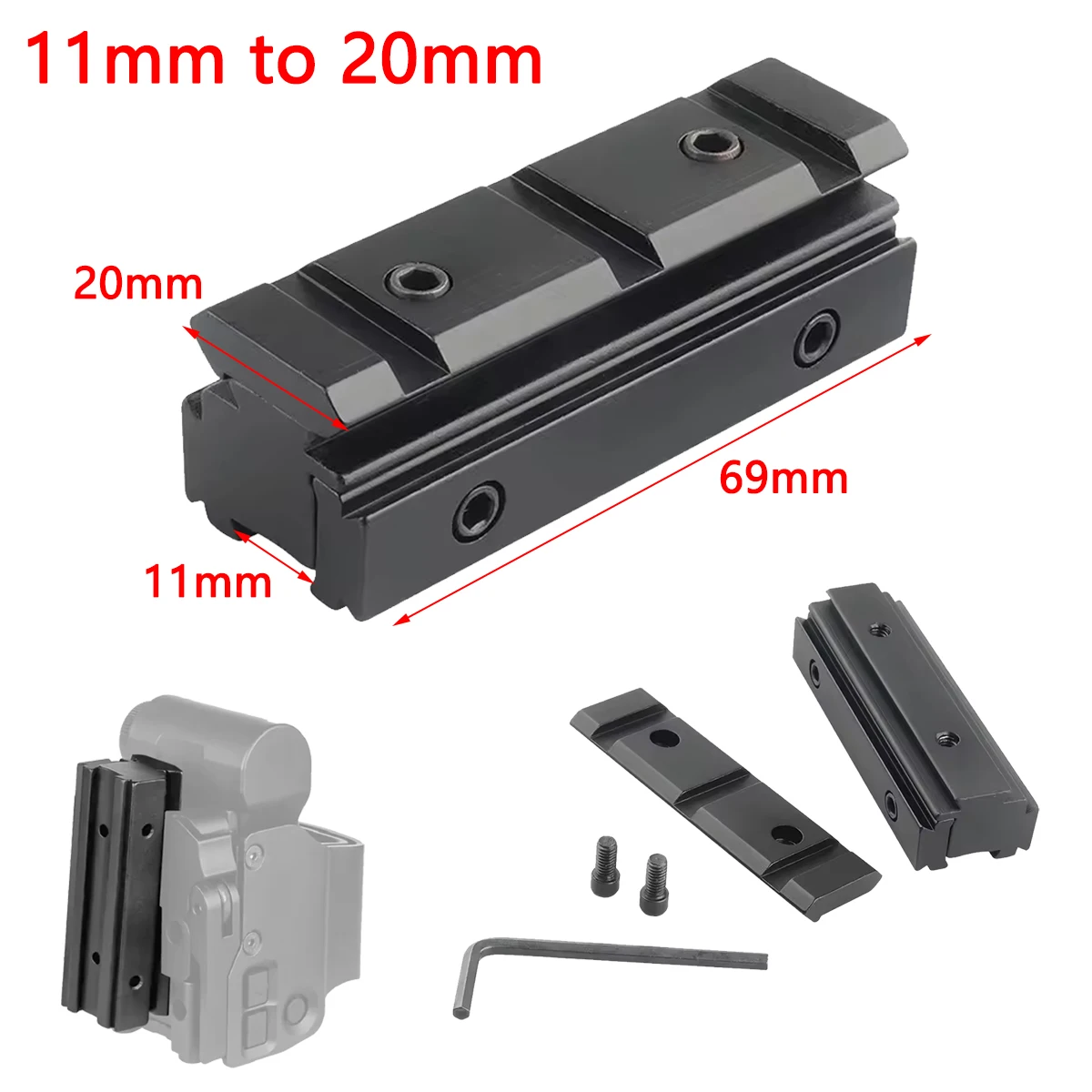 Adaptador Picatinny 11 a 20 mm para mira telescópica - imagen 2