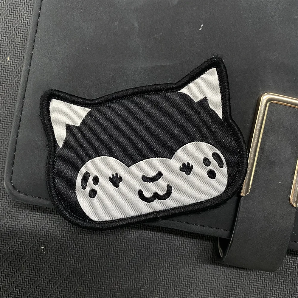 Parche bordado de gato bonito, insignia de moral táctica, pegatina de gancho y bucle, emblema de brazalete de gato - imagen 3