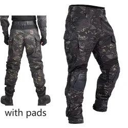 Pantalones de combate G3 + pantalón elástico con almohadilla, equipo táctico CP, entrenamiento de escalada, pantalones tácticos de camuflaje para exteriores, pantalones de trabajo informales de carga Airsoft
