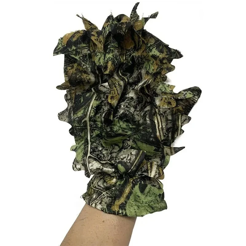 Guantes de camuflaje de hoja 3D para escalar, ciclismo, hojas de arce, guantes finos de caza de camuflaje biónico - imagen 2