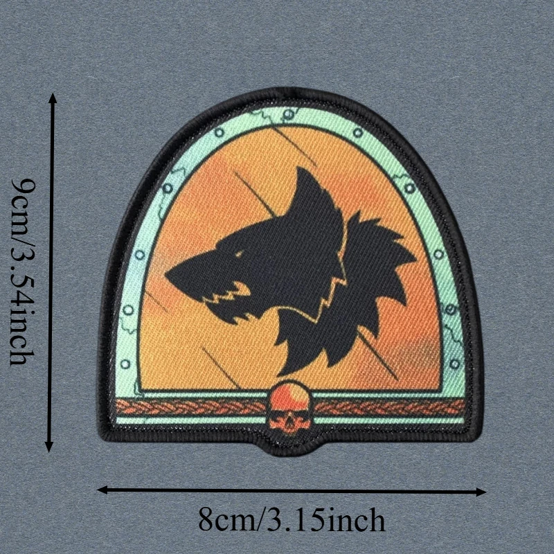 Parche con estampado de lobo espacial, chaleco táctico, insignia de moral con gancho y bucle, mochila militar, pegatina decorativa, parches para brazalete para ropa - imagen 3