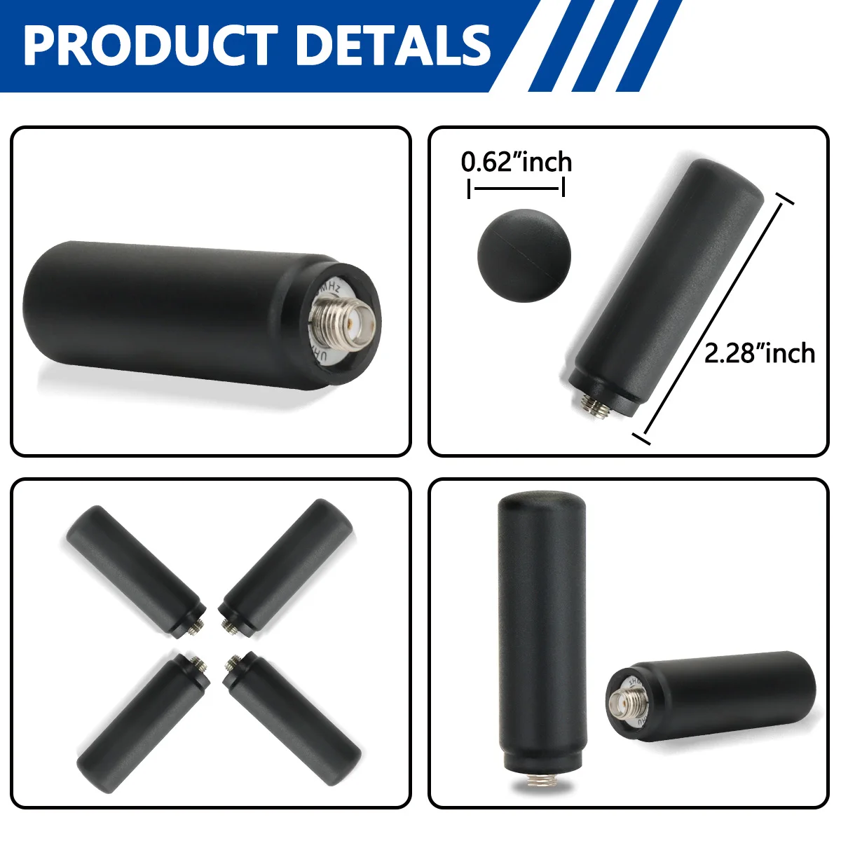 ABBREE Mini antena SMA hembra UHF 400-480MHz antena de alta ganancia para Baofeng UV-5R BF-888S UV-21 UV-32 Quansheng UV-K5 5R Plus - imagen 3