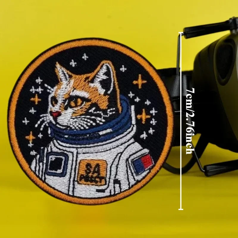 Insignia de parche de moral de gato de astronauta espacial, pegatinas de gancho y bucle para mochila táctica bordada de My Dream - imagen 3