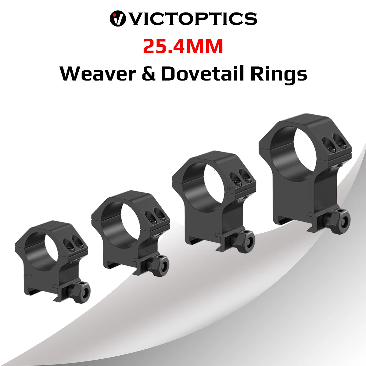 Vector Optics Anillas de Montaje para Mira 25,4mm Perfil Bajo, Medio y Alto para Riel Weaver / Dovetail, Aleación de Aluminio 6063-T6 para Mira de Rifle