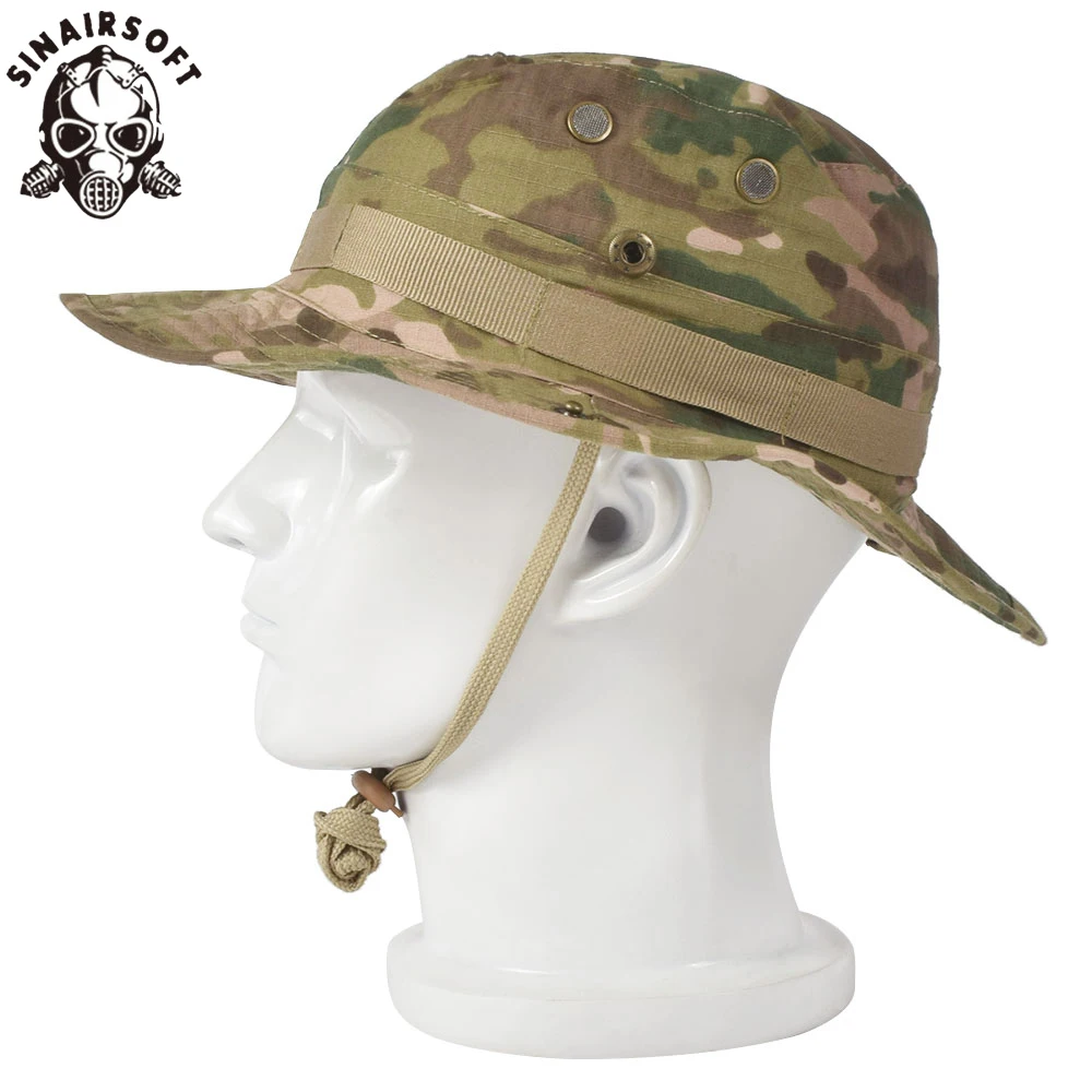 SINAIRSOFT-Sombrero de pescador de camuflaje para exteriores, protector solar transpirable para entrenamiento táctico, expansión, entrenamiento militar, Camping - imagen 4