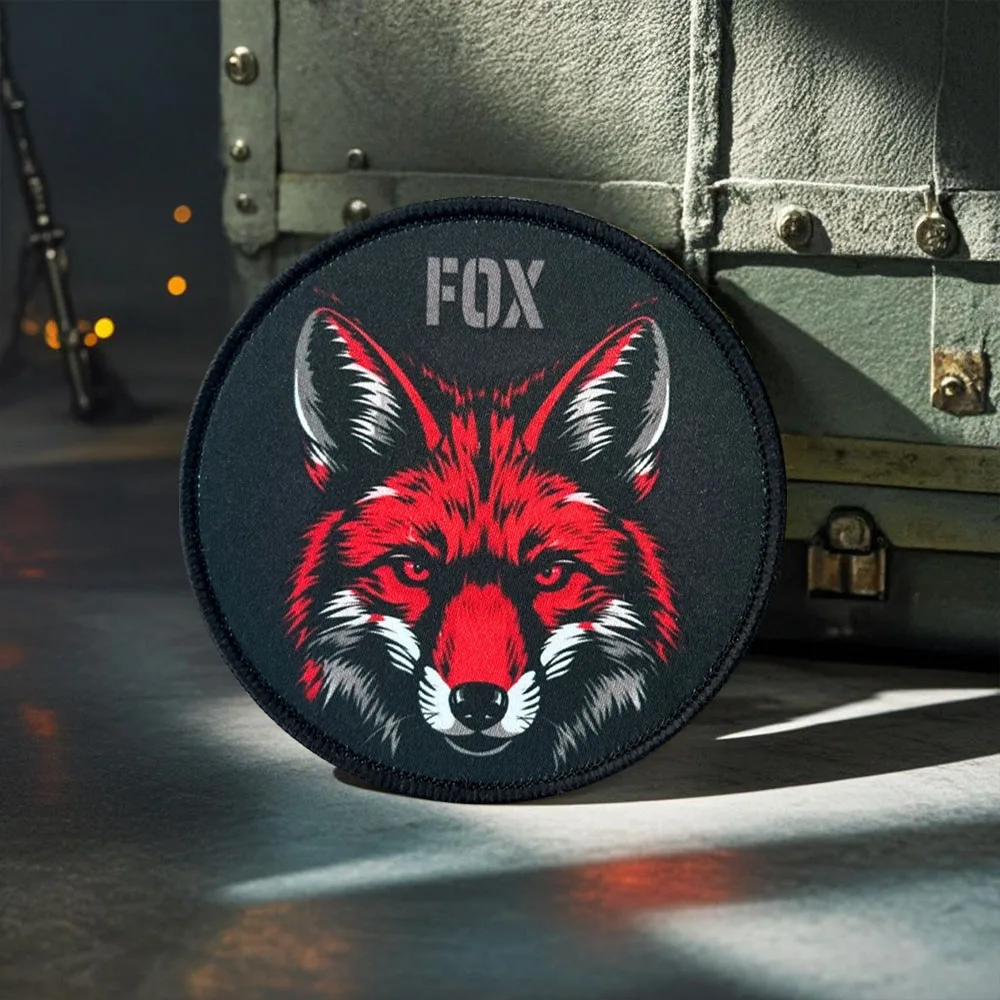 Parche táctico de cabeza de zorro, parches divertidos de gancho y bucle, insignia de moral, brazalete del ejército militar, pegatinas para mochila - imagen 3