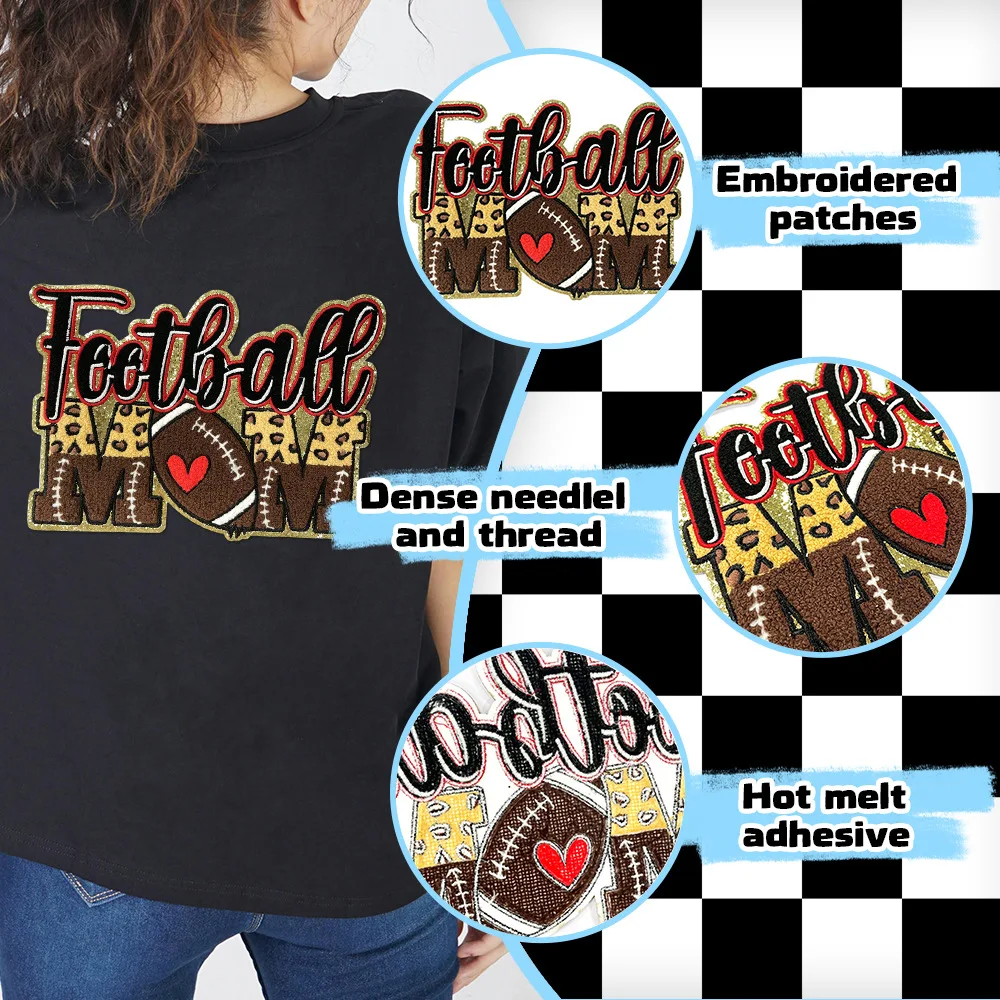 Parches grandes para mamá, Softbol, fútbol, chenilla, bordado, cuentas de mamá, parche de lentejuelas, ropa, costura, decorar, EE. UU., superventas, DIY - imagen 5