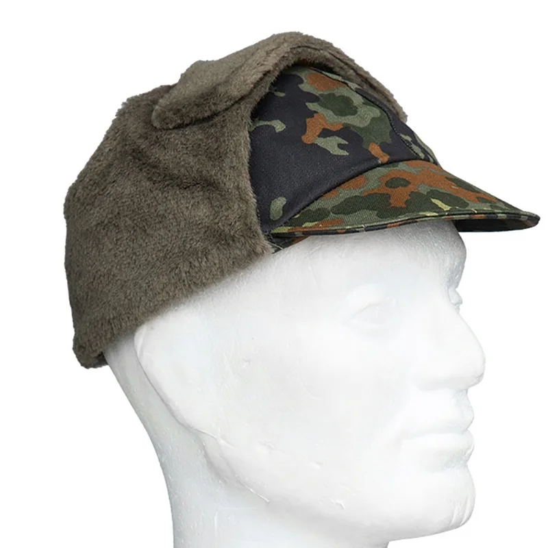 Flecktarn gorro táctico camuflaje con orejeras de lana invierno - imagen 2