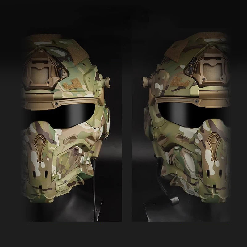 Protector de Casco ABS para exteriores, máscara táctica con lente de auriculares integrada, varios colores, seguridad, juego CS, cubierta de campo de cara completa - imagen 4