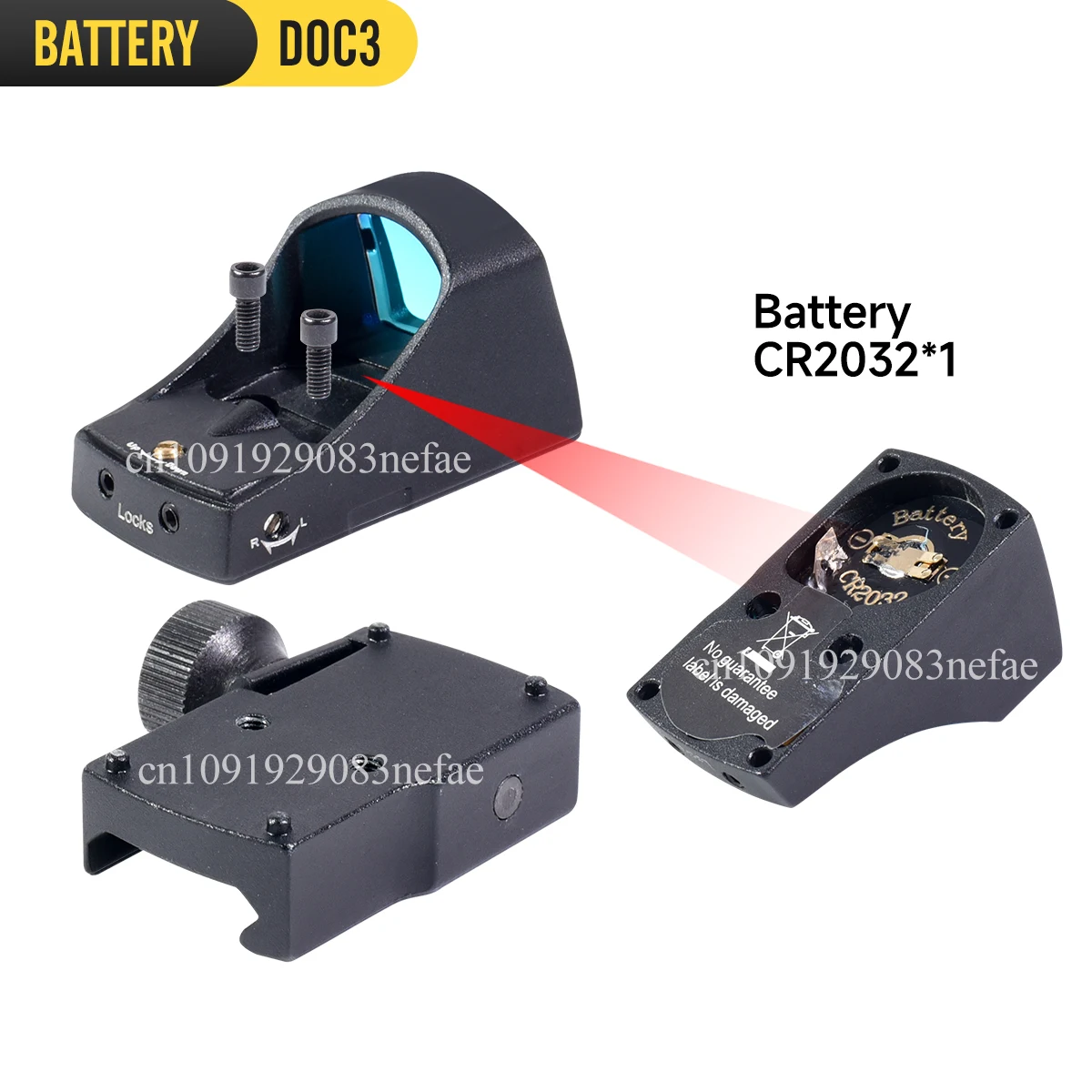 Mira telescópica táctica DOC III con punto rojo para caza, ajuste fotosensible automático iluminado para montaje en riel Picatinny de 20mm - imagen 4