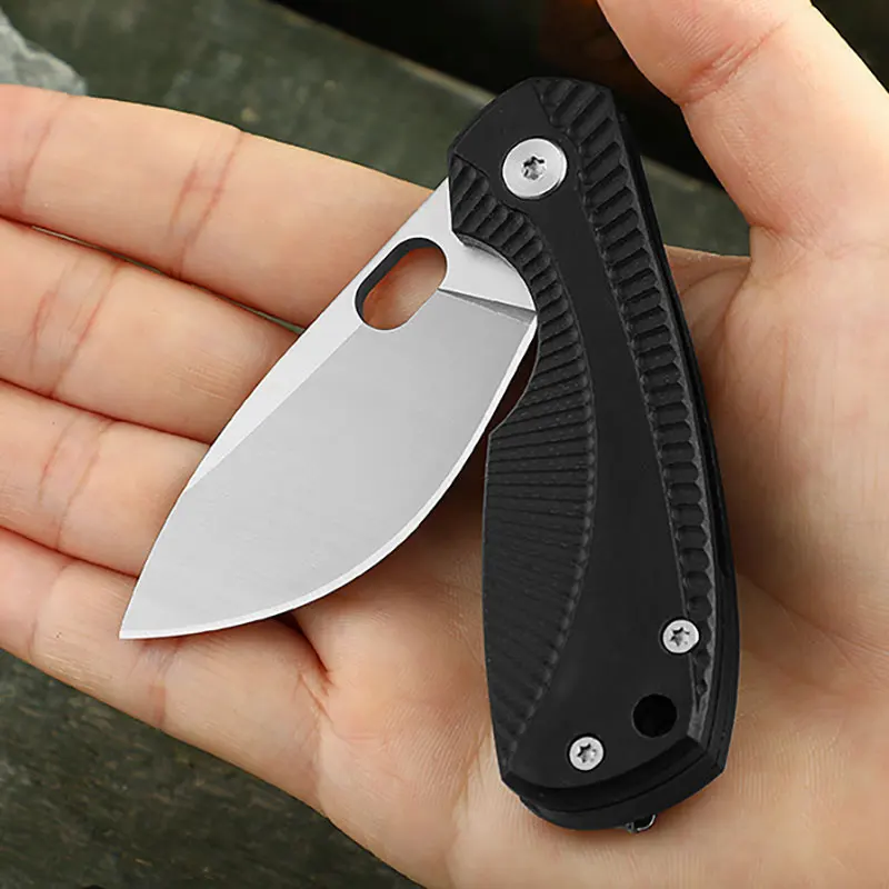 Cuchillo plegable Mini G10 para exteriores, navaja de bolsillo, portátil, de defensa, para acampar, llevar fruta - imagen 3