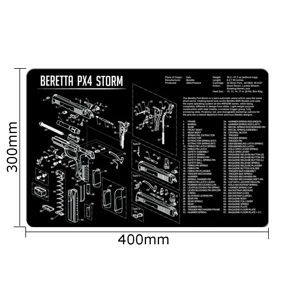 Alfombrilla de goma para limpieza de pistola, accesorio táctico Beretta PX4, alfombrilla de ratón para Gen5 Glock 1911 P320, alfombrilla de ratón AR15 AK47 - imagen 4