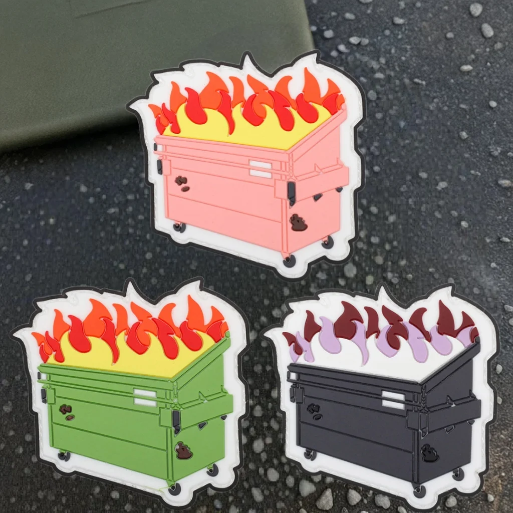 Parche de goma suave de PVC para cubo de basura, sombreros con gancho y bucle, sello moral, pegatina para mochila al aire libre, parches decorativos para ropa