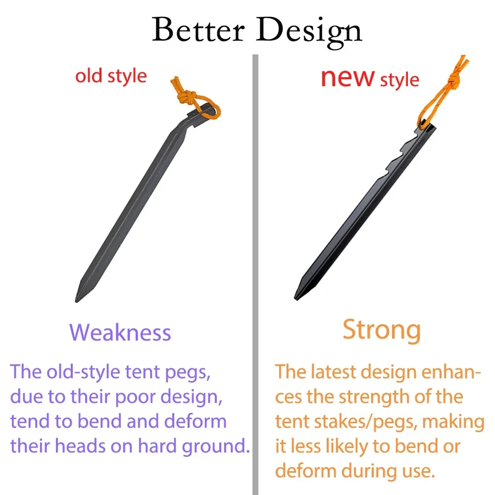 Clavijas de aleación de aluminio para tienda de campaña, accesorios de viaje para acampada de alta resistencia al aire libre, lona ultraligera, 18cm, 12 unidades por lote - imagen 3