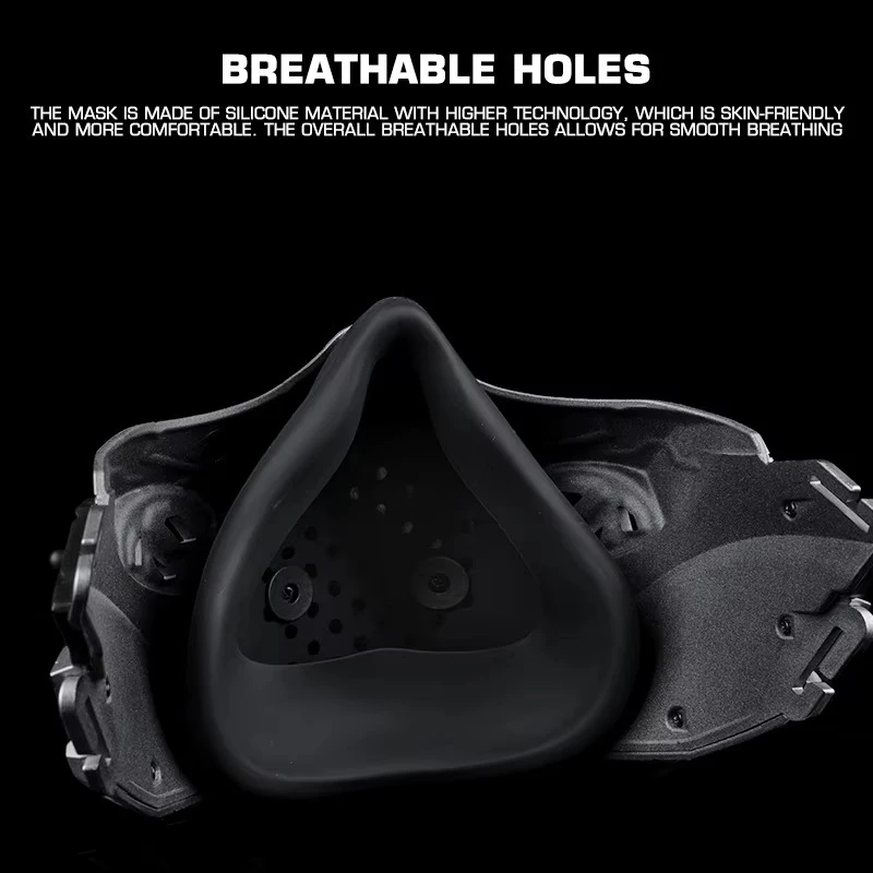 Máscara de media cara con calavera rebelde y agujeros transpirables CS, máscara de Cosplay para deportes al aire libre, accesorios de caza - imagen 3