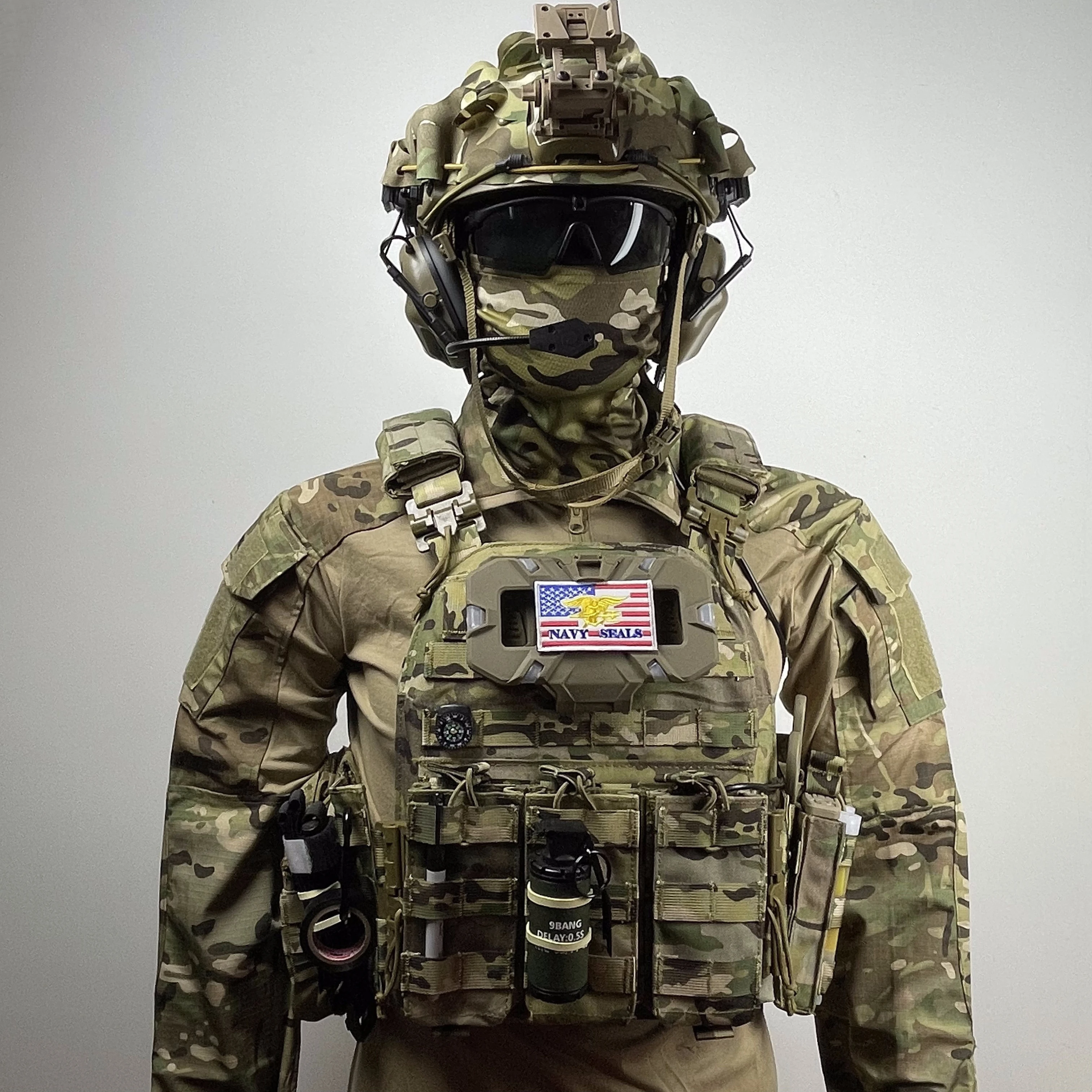 Conjunto de tela de camuflaje para casco táctico, con tela de camuflaje, auriculares Airsoft y soporte de visión nocturna G24 para caza y Paintball - imagen 2