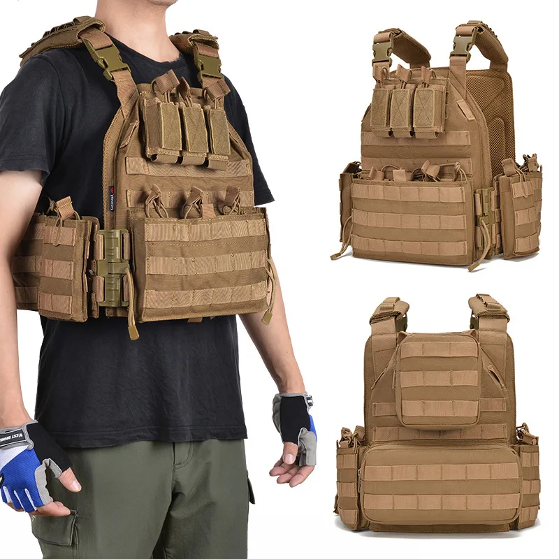 Chaleco táctico para entrenamiento de combate, portador de placa de asalto, caza al aire libre, hebillas de liberación rápida, bolsa de chaleco táctico Molle para hombres - imagen 3