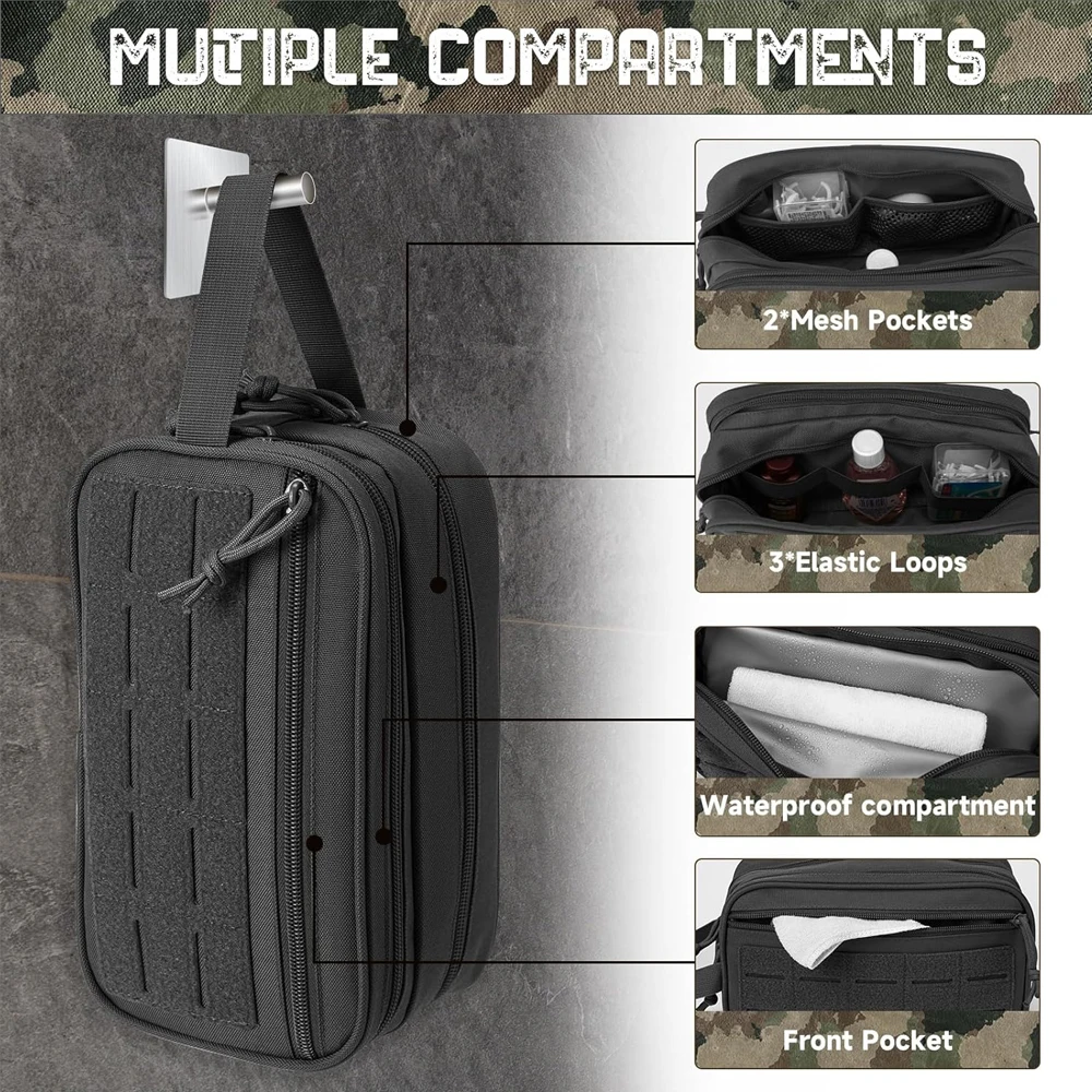 Bolsas tácticas Molle, neceser para exteriores para hombres, bolsa de higiene, herramienta EDC, Kit pequeño Dopp, Kit de afeitado para hombres, bolsas de ducha de viaje - imagen 4