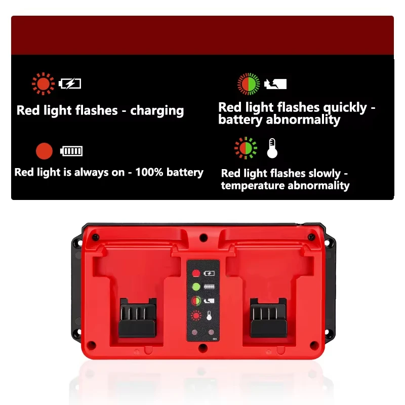 Reemplace el cargador de iones de litio rápido 1.5A 18V para Milwaukee 18V-20V puerto dual para cargador de batería de iones de litio - imagen 2