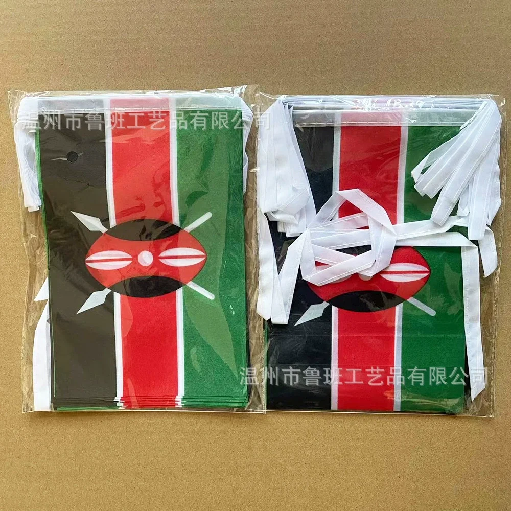 Banderines SKY FLAG de Kenia, 14x21cm, 20 unids/lote, banderas de cuerda de Kenia, banderín para decoración de fiesta y Festival - imagen 4