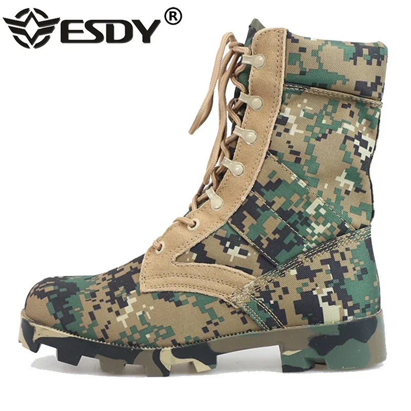 Botines de camuflaje para hombre, suelas de Panamá de cuero genuino para exteriores, botas de combate tácticas, botas de trabajo de caza, calzado de senderismo 47 - imagen 5