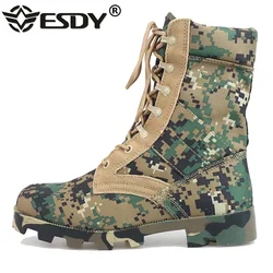 Botas tácticas camuflaje para hombre con suela Panamá y cuero genuino