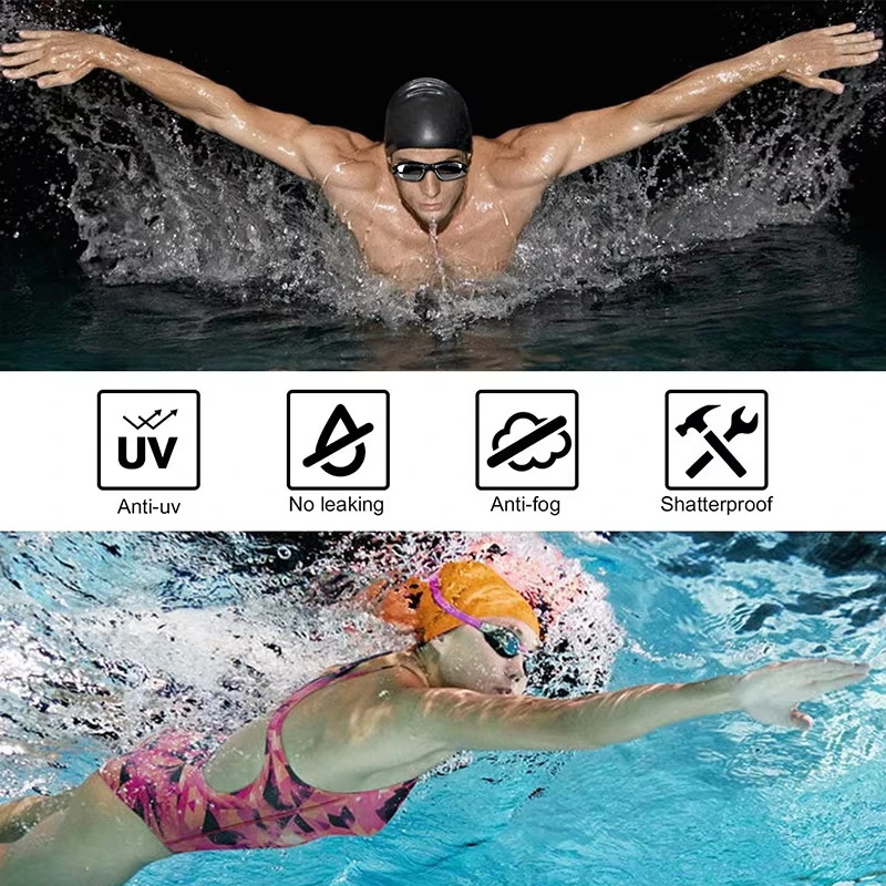 Gafas de natación para hombres y mujeres, antiniebla, prescripción Uv, impermeables, de silicona, ajustables, gafas de piscina, gafas de buceo para adultos y niños - imagen 5