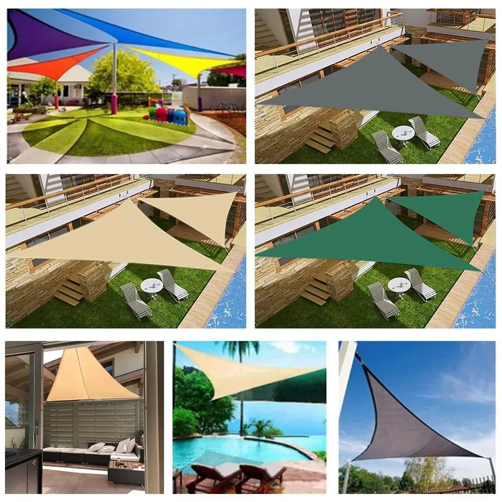 Vela triangular para sombrilla, tela impermeable 300D para jardín, Patio, césped, piscina, bloque UV, dosel para exteriores, vela de sombra para Patio - imagen 5