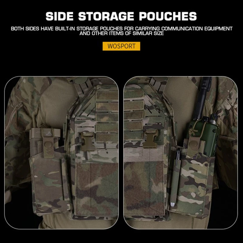 Chaleco táctico WOSPORT, portador de peso equilibrado, plataforma MOLLE aerodinámica, caza para entrenamiento Airsoft, exploración en la naturaleza - imagen 4