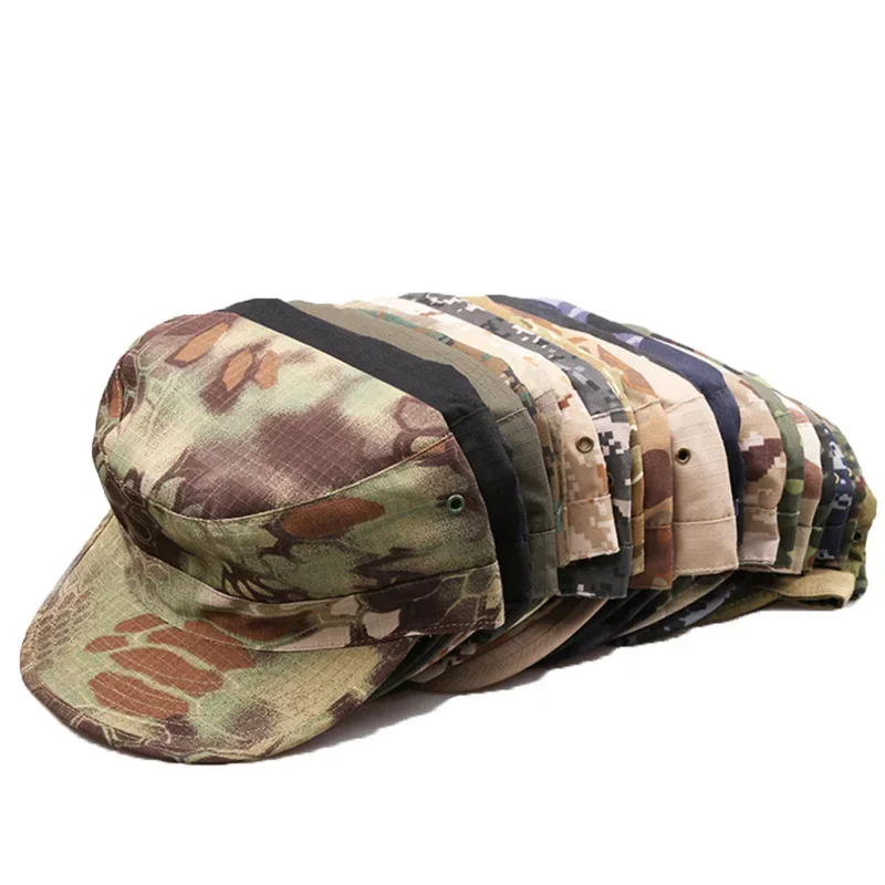 Deportes al aire libre camuflaje táctico ejército sombrero hombres mujeres llanura gorra de béisbol plana Camo militar cadete combate pesca gorra Accesorios - imagen 3