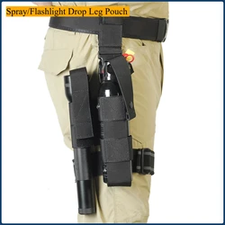 Spray táctico de pierna de caída/funda de pierna ajustable con bolsa para linterna para MK9