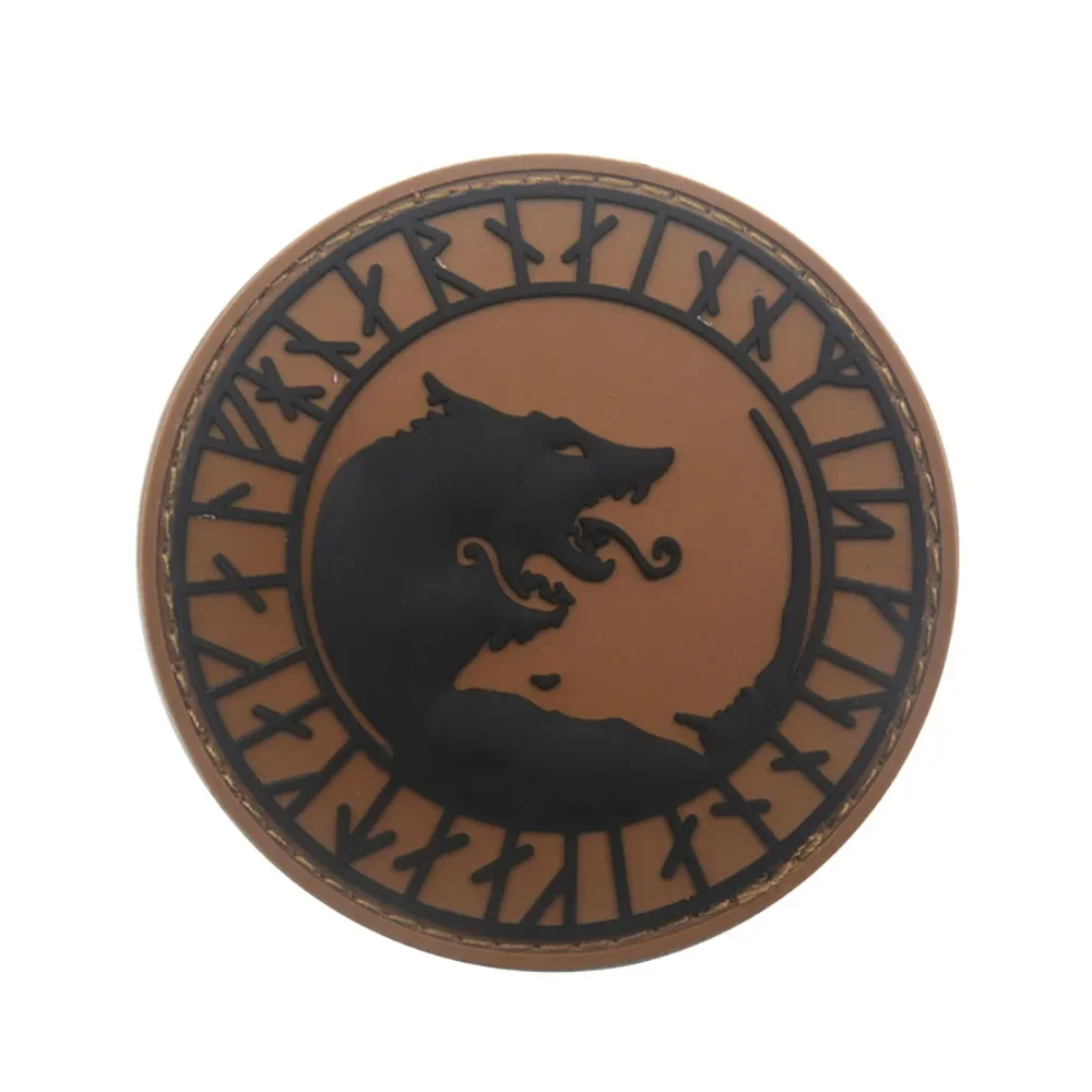 Parche de bucle de gancho de lobos vikingos de PVC 3D, insignias militares tácticas de Odin runas, parches de lobo de abuso para ropa, mochila DIY - imagen 5