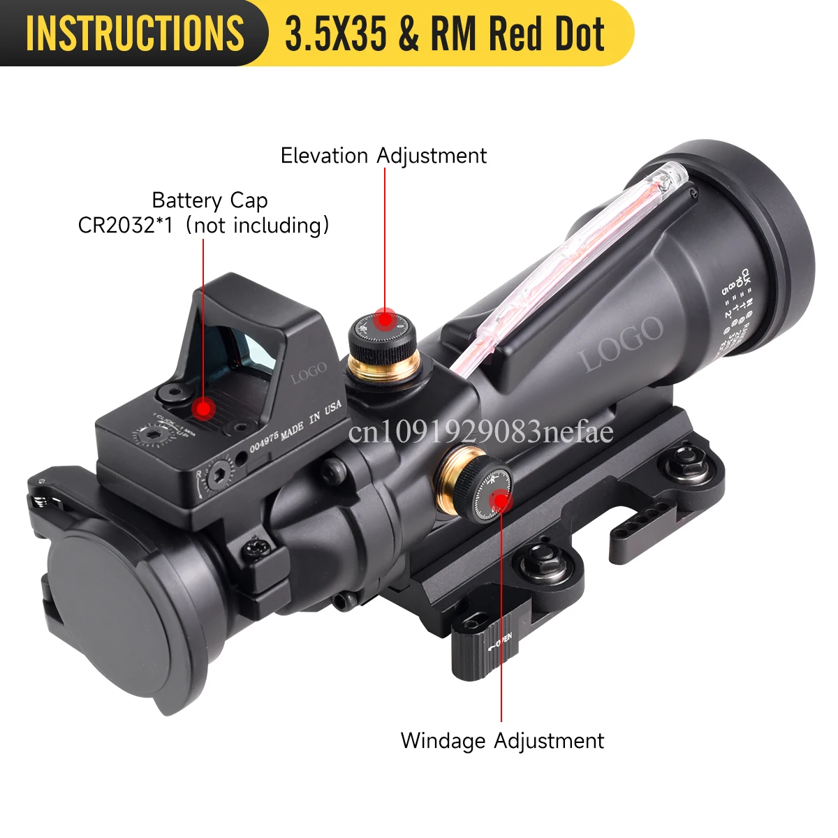 3,5x35 con RM Red Dot Sight Optics semicírculo rojo fibra de vidrio grabado iluminación colimador caza Airsoft Rifle alcance - imagen 3