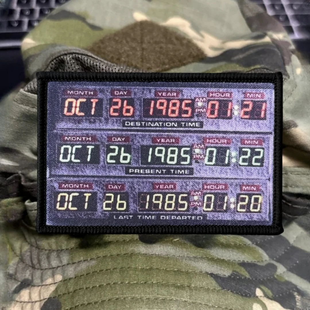 Insignia de moral táctica de la máquina del tiempo, parche impreso en ropa, parches militares con gancho y bucle, pegatina para mochila, apliques para brazalete - imagen 3