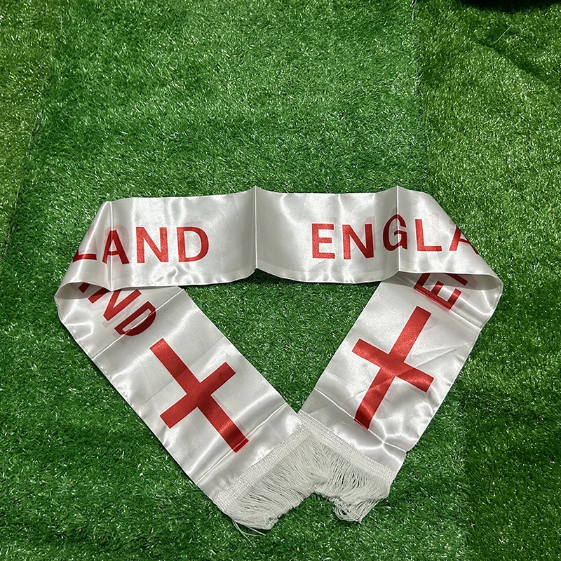 Bufanda de bandera de cielo de Inglaterra para fanáticos del fútbol, bufanda con borla de Inglaterra, decoración de fiesta deportiva, Equipo Nacional impreso doble, 14x130cm