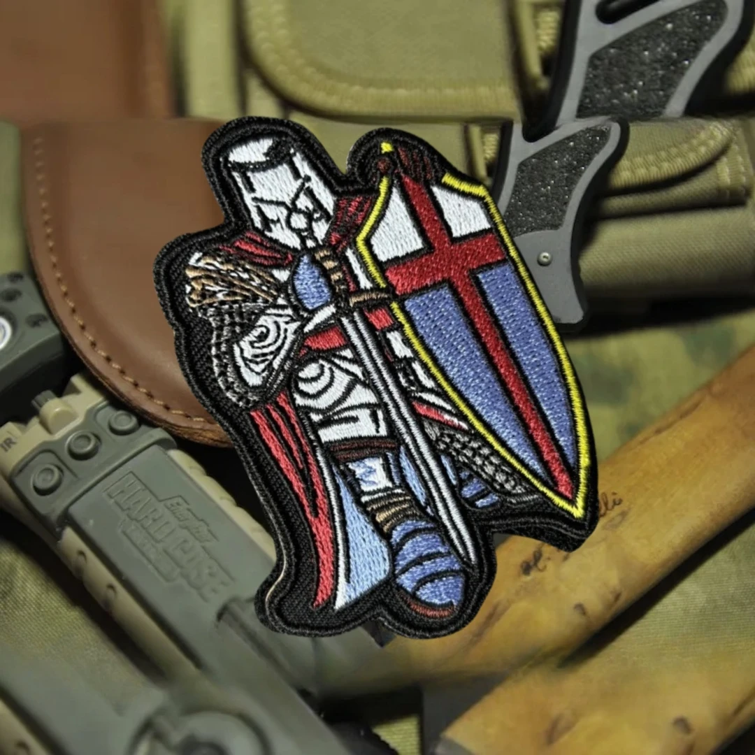Parche táctico moral, brazalete militar "El Caballero Templario", parches bordados de gancho y bucle para ropa, pegatina para mochila
