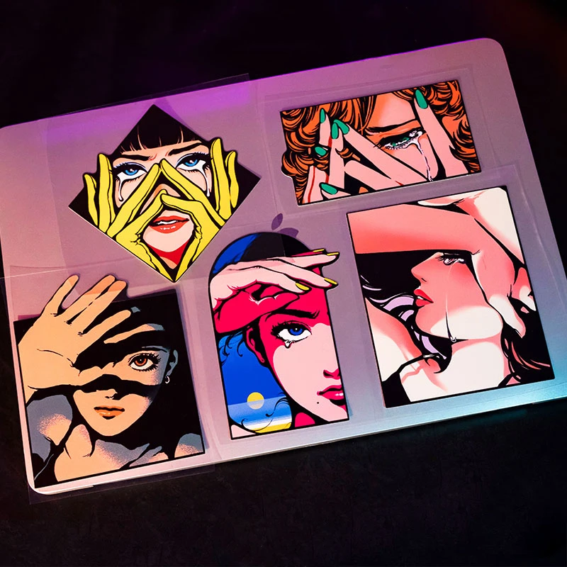 Pegatinas de ojos de belleza de Chica de Anime para coche, calcomanías para el dolor ocular con personalidad para decoración de vehículos eléctricos de motocicleta