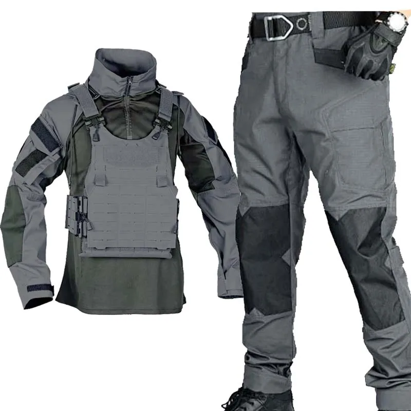 Conjunto uniforme táctico con capucha Multicam y camisa manga larga