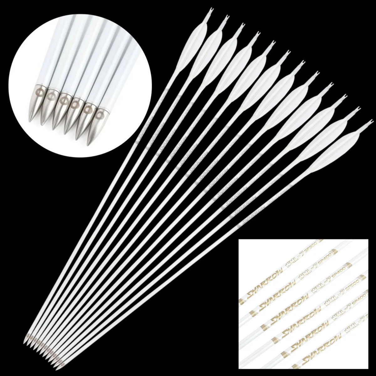 Flechas de carbono puro de 33,7 ", columna vertebral 400/500/600/700/800 ID6.2mm para arco, tiro con arco al aire libre, caza, tiro, objetivo, flecha de práctica, 6/12 unidades