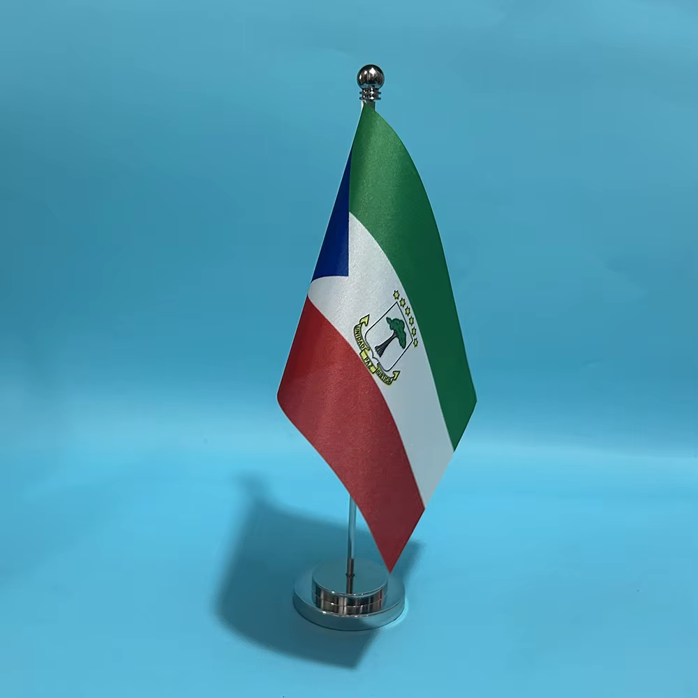 Bandera nacional de Guinea Ecuatorial para escritorio, poliéster - imagen 4